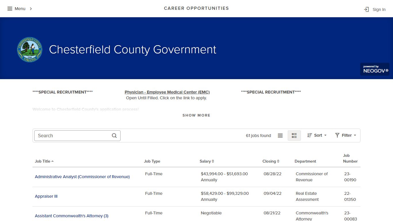 Career Opportunities | Chesterfield County Government